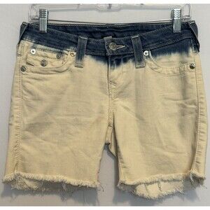 True Religion Women's Audrey Mid Cut Off Bleach Acid Wash‎ Shorts, Size 26